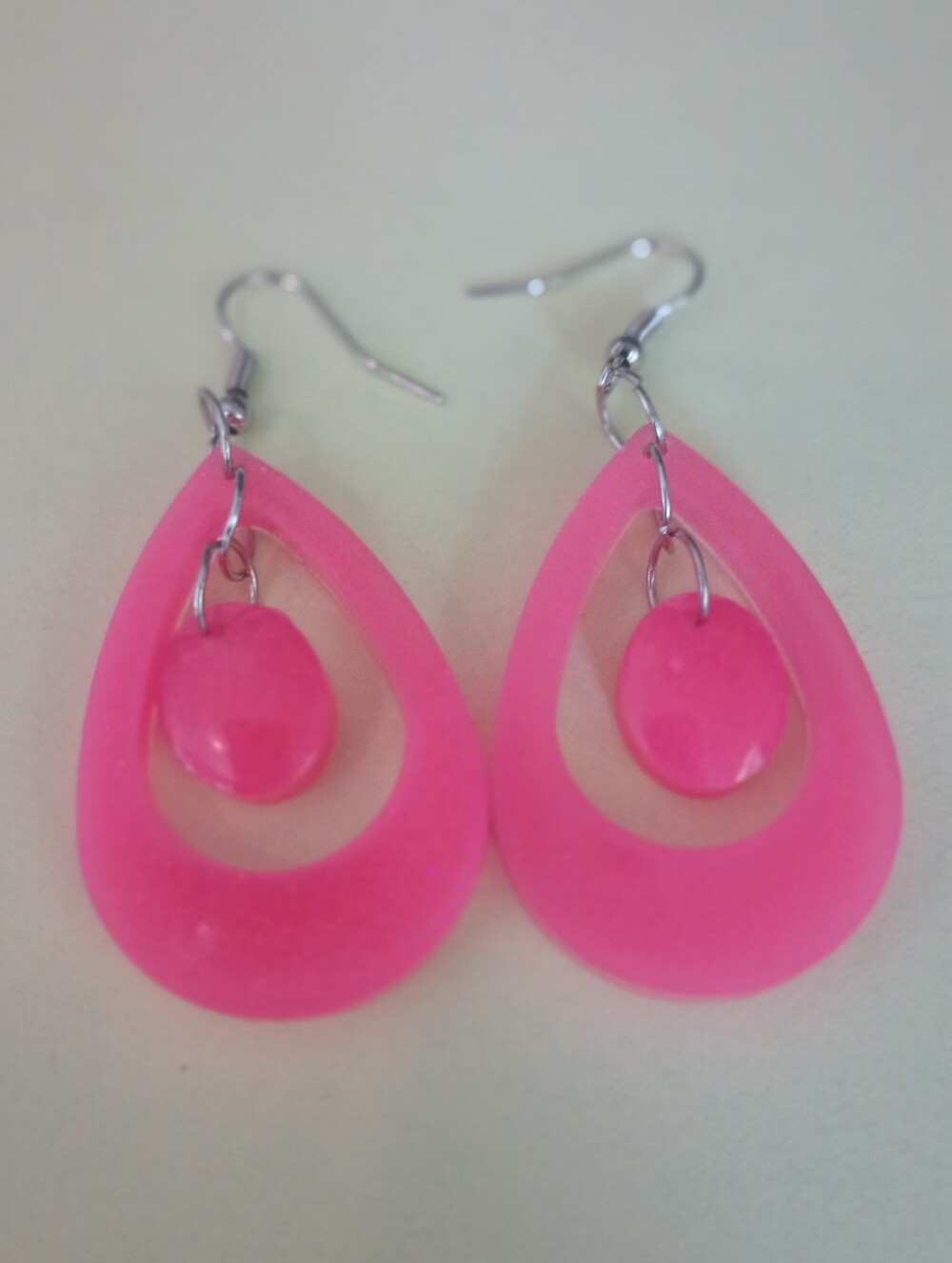 Pink Teardrop Dangle Earrings